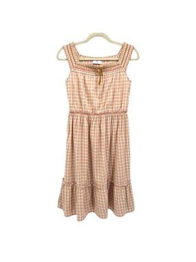 NEW Old Navy Girls XXL (18) Dress Checkered Pink Tan Ivory A-line Sundress Boho